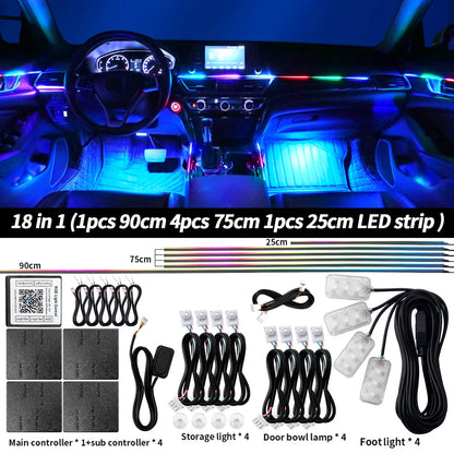 Car Interior Symphony Ambient Light Kit – 6 to 22-in-1, 213 Colors, Bluetooth App Control
