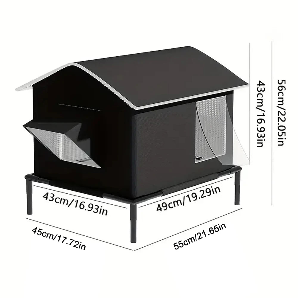 Elevated Weatherproof Cat House – Indoor & Outdoor Pet Shelter, Moisture-Proof