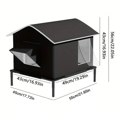 Elevated Weatherproof Cat House – Indoor & Outdoor Pet Shelter, Moisture-Proof