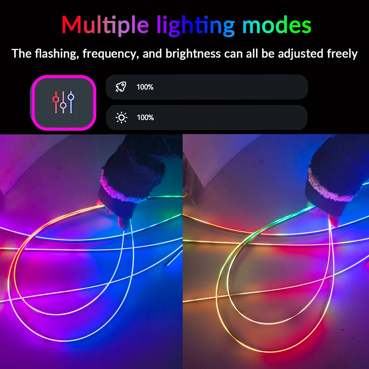 Car Ambient Light RGB Neon Acrylic Strip Interior Lighting Kit with App Control Symphony Streamer