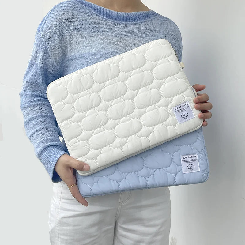 Cloud Laptop & iPad Sleeve – Embroidery Cotton, Zipper, Fits 9.7–16", MacBook & iPad