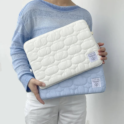 Cloud Laptop & iPad Sleeve – Embroidery Cotton, Zipper, Fits 9.7–16", MacBook & iPad
