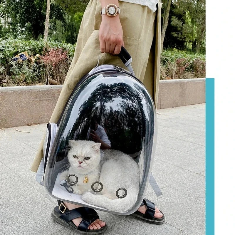 Transparent Space Capsule Pet Backpack Carrier – Foldable Breathable for Cats and Dogs