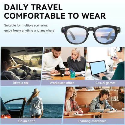 AI Smart Glasses with HD Camera Real Time Translation Bluetooth Audio WiFi Transmission for Android iOS