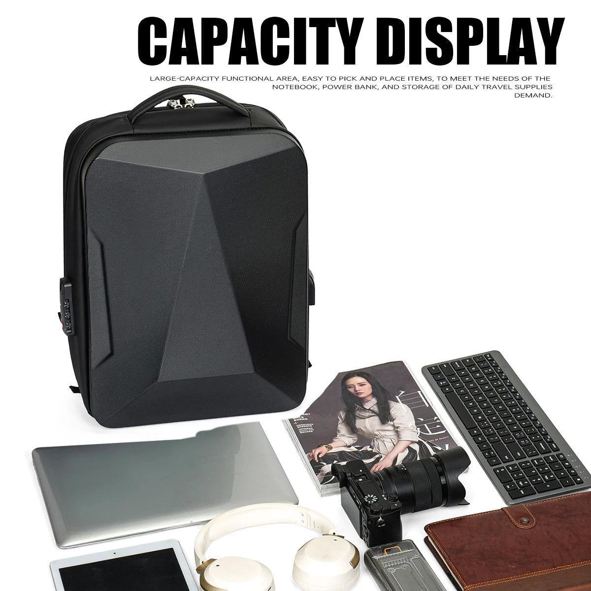 Expandable Business Laptop Backpack – Foldable, Air Cushion Straps, 20–35L