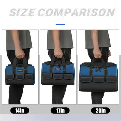 Square Electrician Tool Bag – Waterproof Polyester, Multi-Pocket, Large Capacity, 14" / 17" / 20"