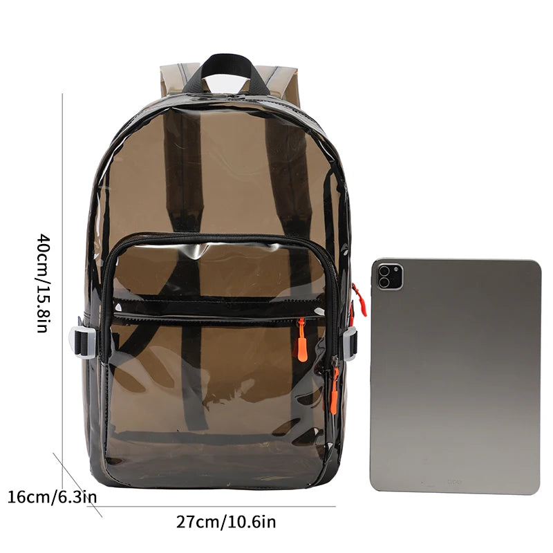 Clear PVC Backpack with Multi-Pocket Design for School, Travel & Events