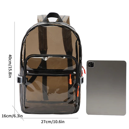 Clear PVC Backpack with Multi-Pocket Design for School, Travel & Events