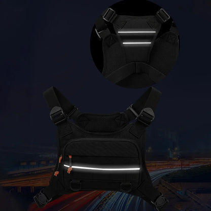 Tactical Chest Vest Bag with Reflective Strip – Running, Hiking & Outdoor