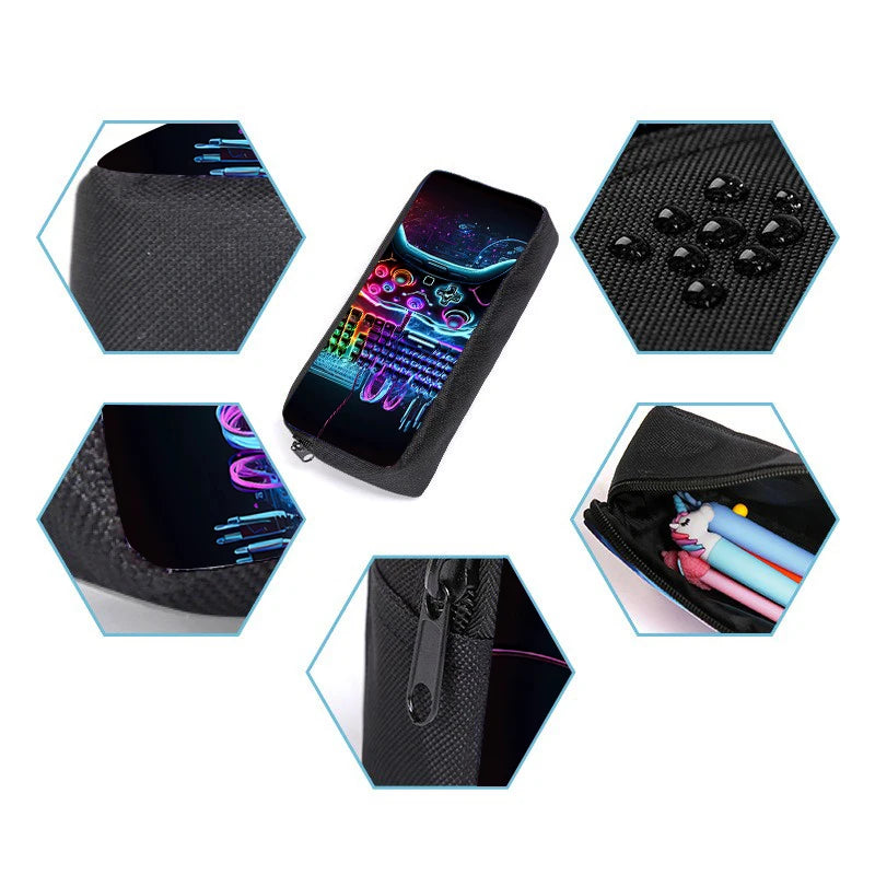3-Piece Gaming School Bag Set – Backpack + Messenger Bag + Pencil Case, 8 Designs