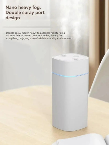 Dual Nozzle USB Humidifier with 7-Color LED Ambient Light 600ml