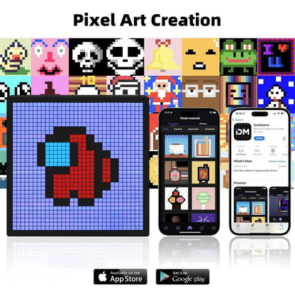 Smart LED Matrix Pixel Display RGB DIY Bluetooth App Controlled Animation Frame for Gaming Room Decor