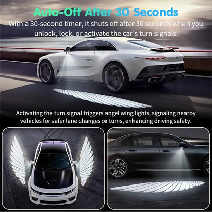 Angel Wing Car Door Projector Lights – Welcome Light, Mirror Mount, 30s Auto-Off