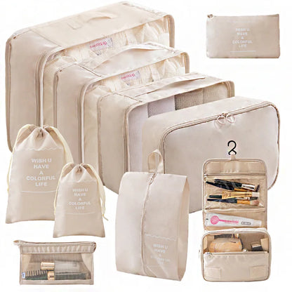 Travel Packing Cubes Set – 7 or 10 Piece Luggage Organizer Bags with Shoe Pouch & Clothes Storage