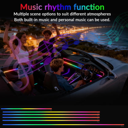 Car Ambient Light RGB Neon Acrylic Strip Interior Lighting Kit with App Control Symphony Streamer