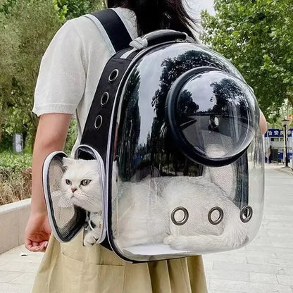 Transparent Space Capsule Pet Backpack Carrier – Foldable Breathable for Cats and Dogs