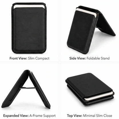 2-in-1 Magnetic Wallet & Kickstand – N52 Magnet, RFID Blocking, Fits iPhone 12–16