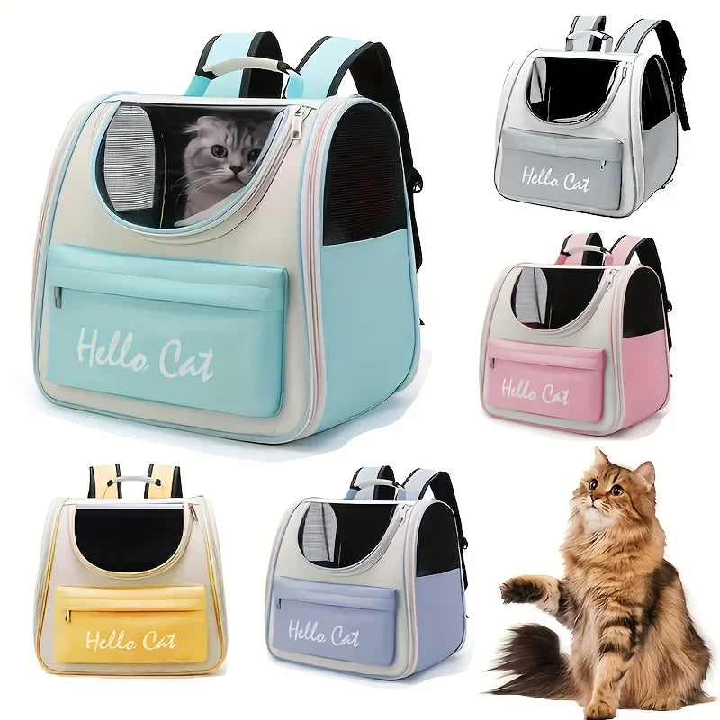 Large Capacity Collapsible Pet Backpack – Mesh Vent Carrier for Cats and Small Dogs