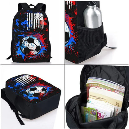 3-Piece Soccer Cartoon School Bag Set – Backpack, Lunch Bag & Pencil Case for Boys & Girls