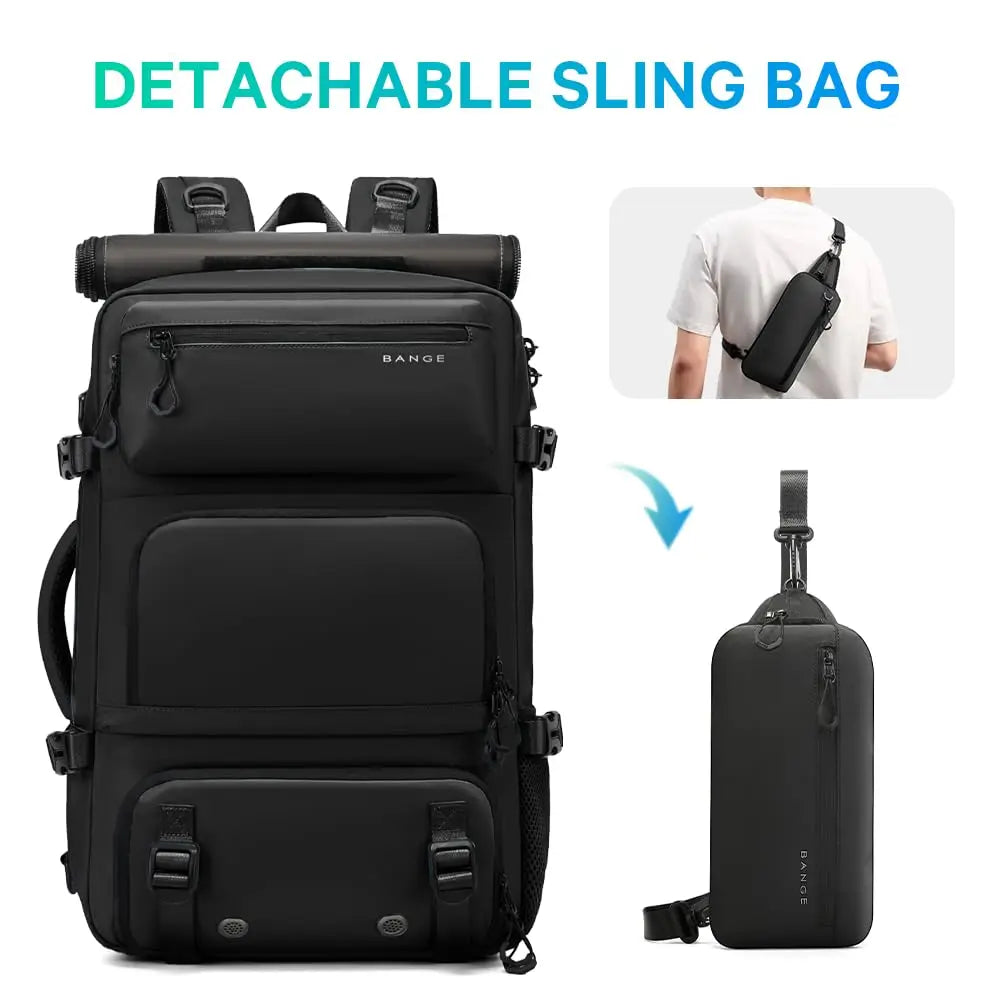 30L Anti-Theft Backpack with Detachable Sling Bag – Shoe Compartment, Laptop Sleeve