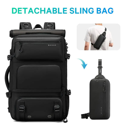 30L Anti-Theft Backpack with Detachable Sling Bag – Shoe Compartment, Laptop Sleeve