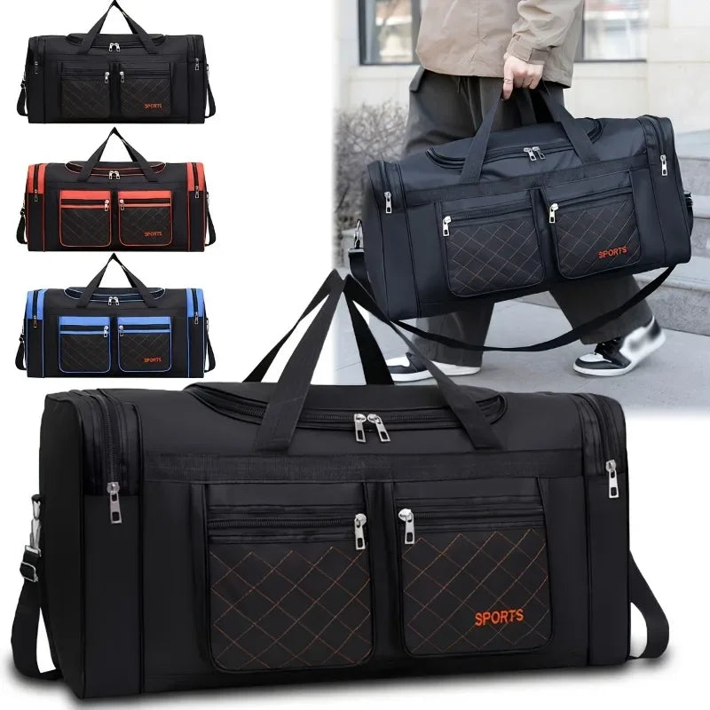 Large Capacity Nylon Travel Duffel Bag – Multiple Compartments & Pockets for Sports & Short Trips