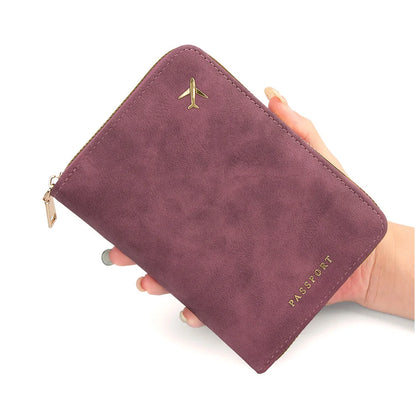 RFID Blocking Passport Wallet – Zipper, PU Leather, Multi-Slot Travel Organizer