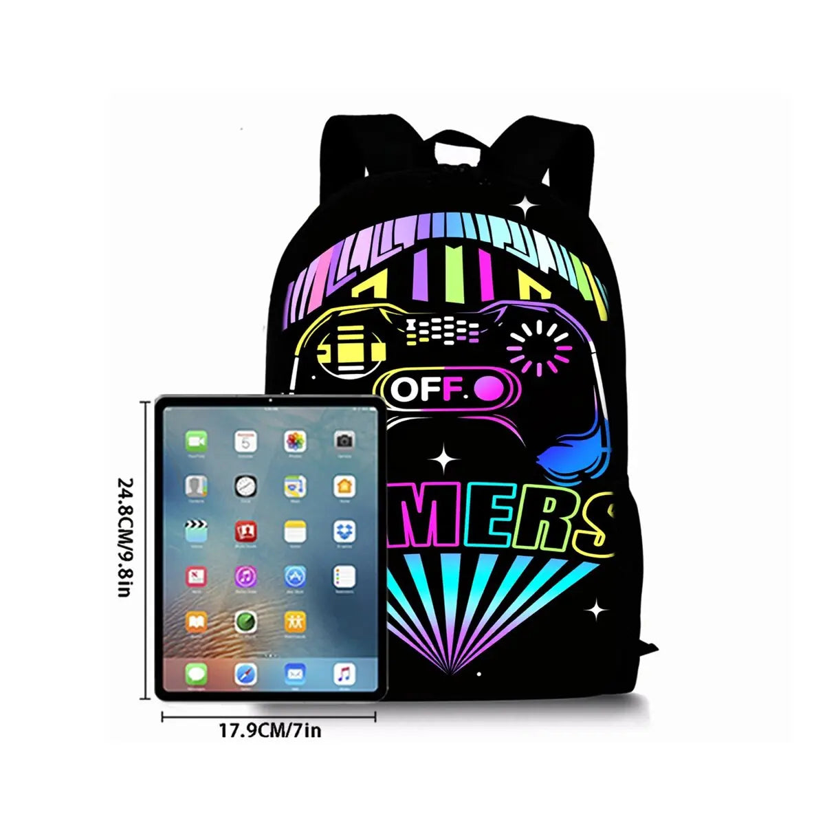 Gamepad Cyberpunk 2D Cartoon School Backpack – Lightweight Polyester Bag for Boys & Girls