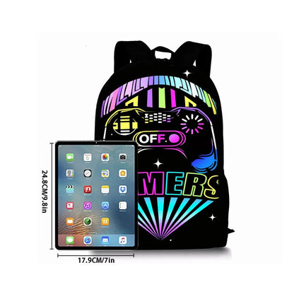 Gamepad Cyberpunk 2D Cartoon School Backpack – Lightweight Polyester Bag for Boys & Girls