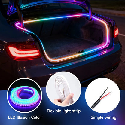 4M RGB Car Trunk Ambient LED Strip – Auto On/Off, Bluetooth App, 12V, Silicone