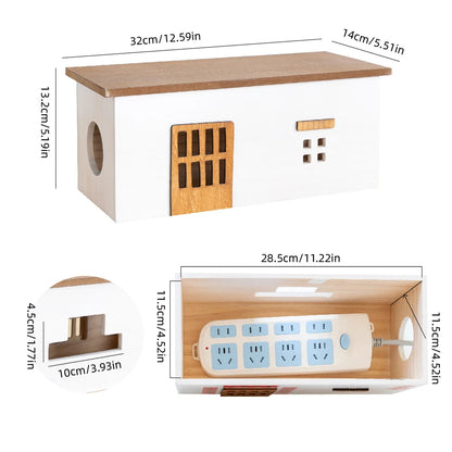 Wooden Desktop Cord Storage Box Desktop Organization Storage