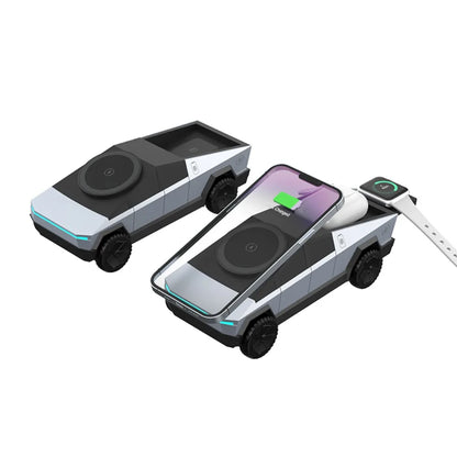 Cybertruck Style 3 in 1 Magnetic Wireless Charger Phone Stand Fast Charging Dock for iPhone Watch AirPods
