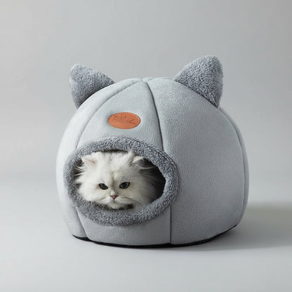 Cozy Cave Cat Bed – Warm Enclosed Pet Nest with Removable Cushion