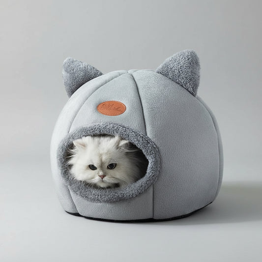 Cozy Cave Cat Bed – Warm Enclosed Pet Nest with Removable Cushion