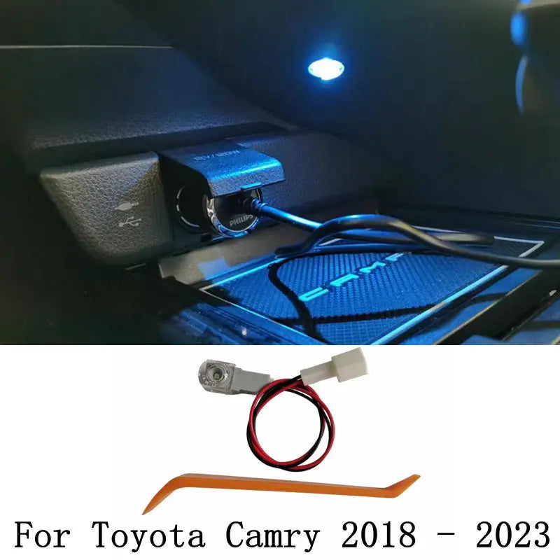 Toyota Camry Center Console Storage Box Ambient Light – Ice Blue LED, 12V, 2018–2023