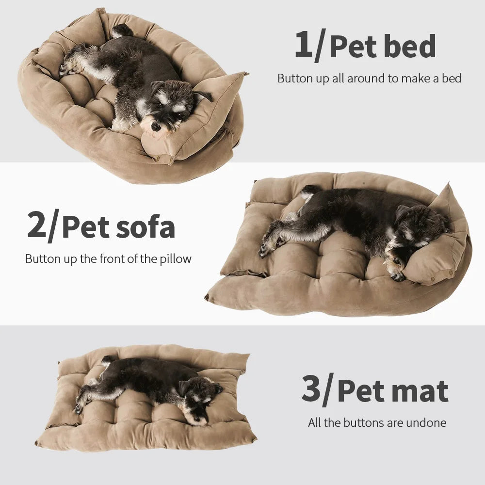 3-in-1 Dog Sofa Bed – Warm Cotton Pet Bed for Small, Medium & Large Dogs and Cats