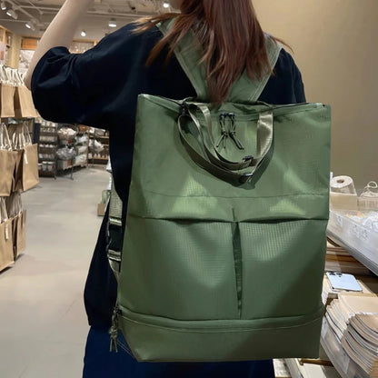 Y2K Nylon Square Backpack – Large Capacity Unisex Bag