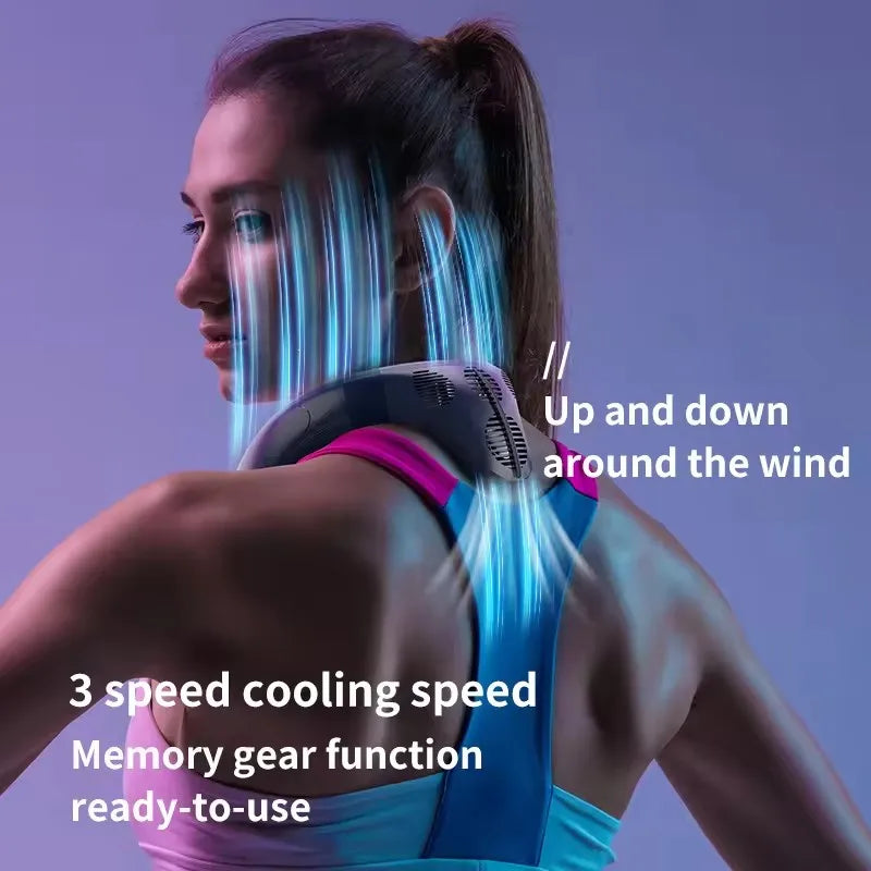 Neck Air Conditioner Fan 5200mAh – Semiconductor Cooling Wearable Bladeless Fan