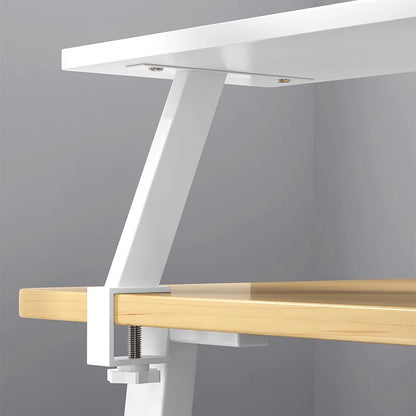 Wooden Desk Organizer with Metal U-Clamp – Storage Rack for Office, Study & Reading
