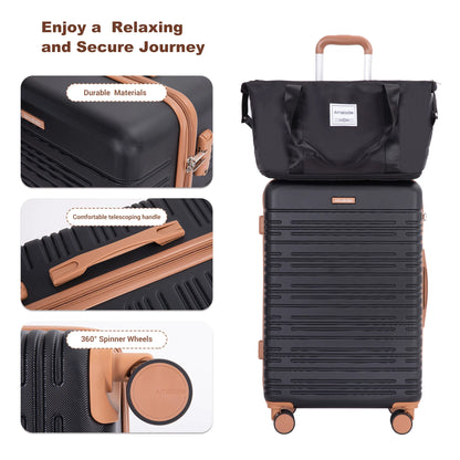 6-Piece Hardcase Luggage Set – Double Spinner Wheels & TSA Lock, 16/20/24/28" Suitcases + Travel Duffle Bag
