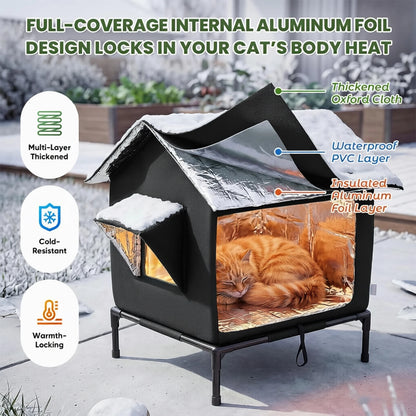 Elevated Weatherproof Cat House – Indoor & Outdoor Pet Shelter, Moisture-Proof