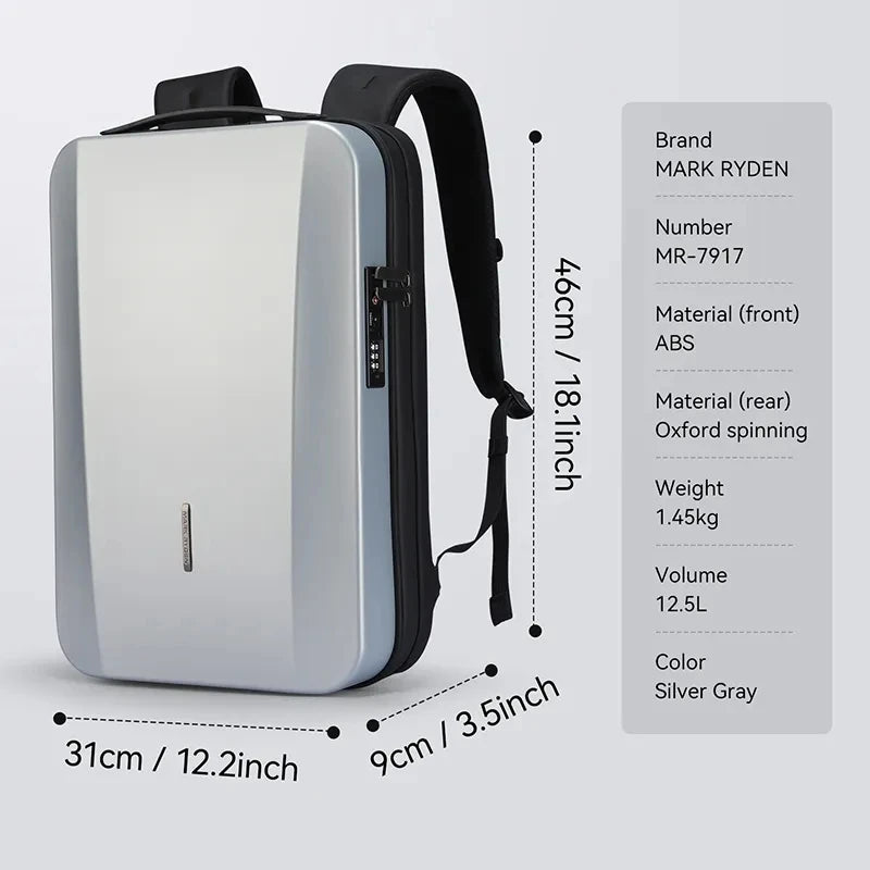 Hard Shell Laptop Backpack with Combination Lock for Business & Travel