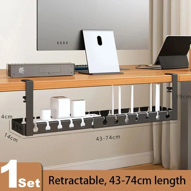 Under Desk Cable Management Tray – No-Drill, Iron, Retractable or Fixed, Home Office PC Router Wire Organizer