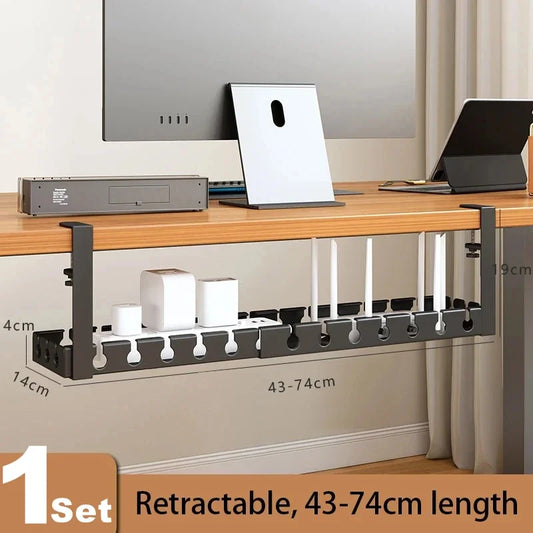 Under Desk Cable Management Tray – No-Drill, Iron, Retractable or Fixed, Home Office PC Router Wire Organizer