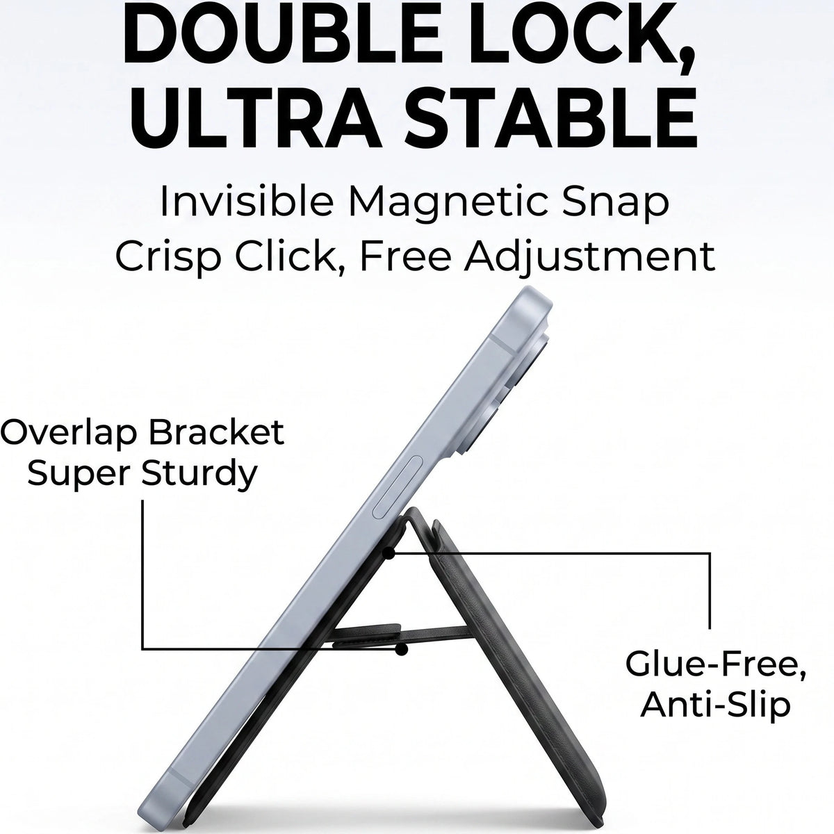 2-in-1 Magnetic Wallet & Kickstand – N52 Magnet, RFID Blocking, Fits iPhone 12–16