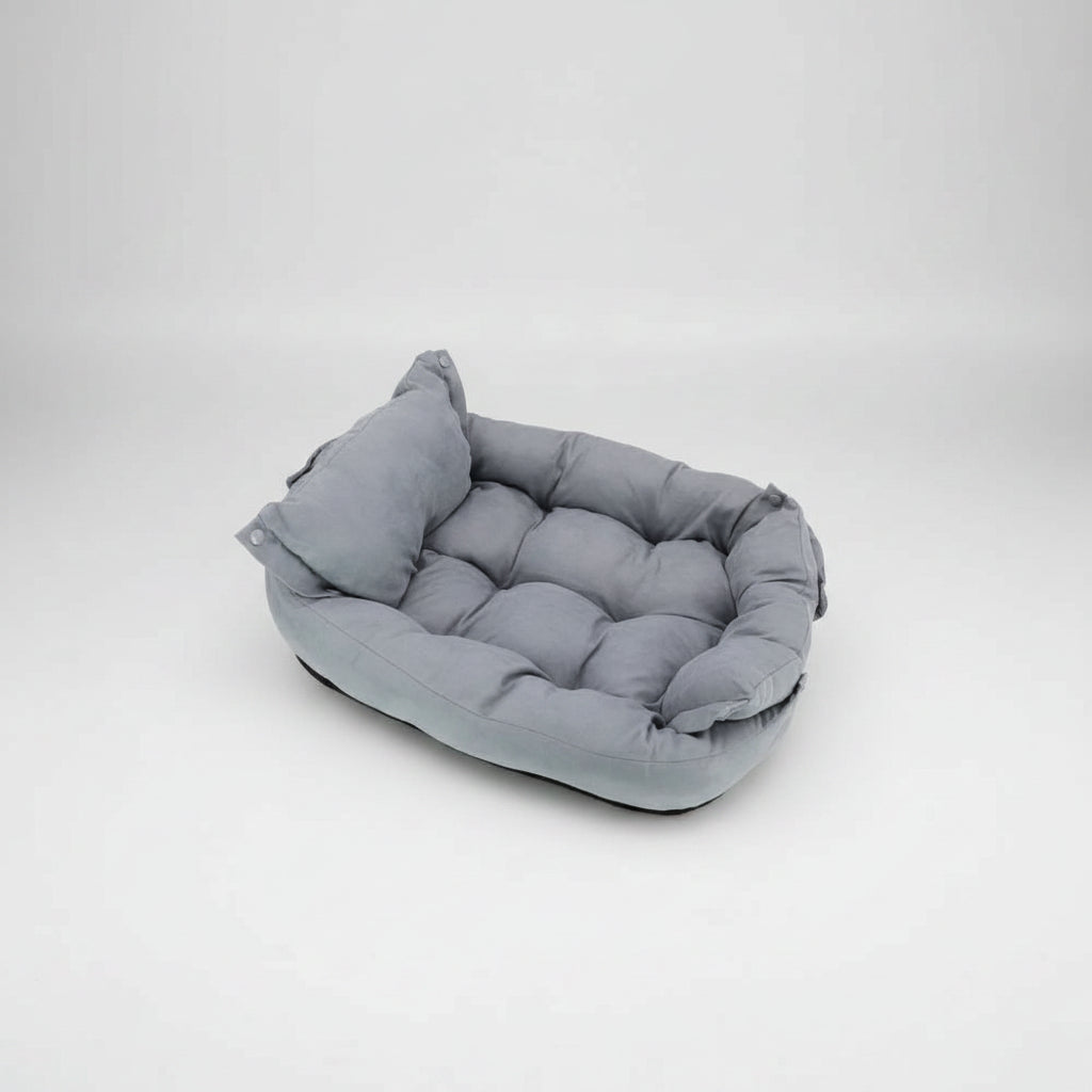 Gray pet bed on a white background