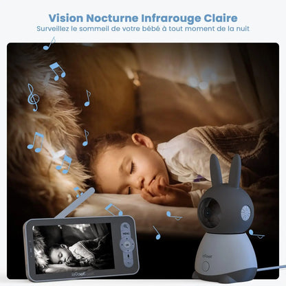 ieGeek 5 Inch Baby Monitor with 2 Cameras 2K/3MP, PTZ 355°