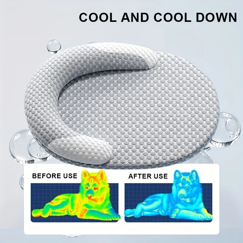 Cooling Ice Silk Pet Bed – Breathable Oval Bolster Bed for Dogs and Cats