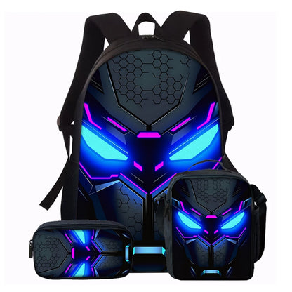 Cyberpunk Robot Pattern Backpack – Ultra Lightweight Polyester School & Travel Bag, Unisex