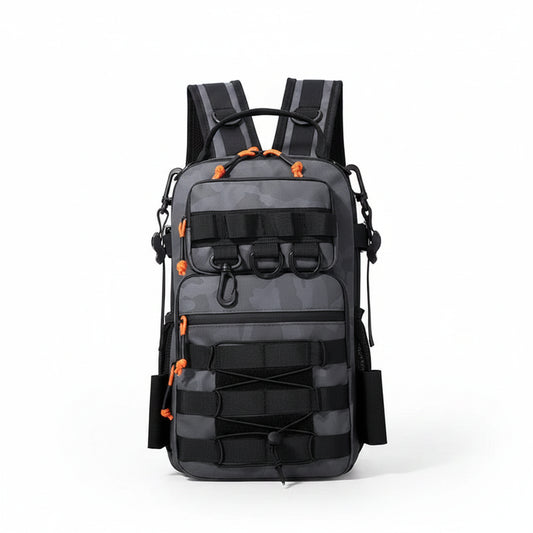 Outdoor Tactical Backpack – Oxford Embroidery, Rod Holder, Waterproof for Hiking, Fishing & Trekking